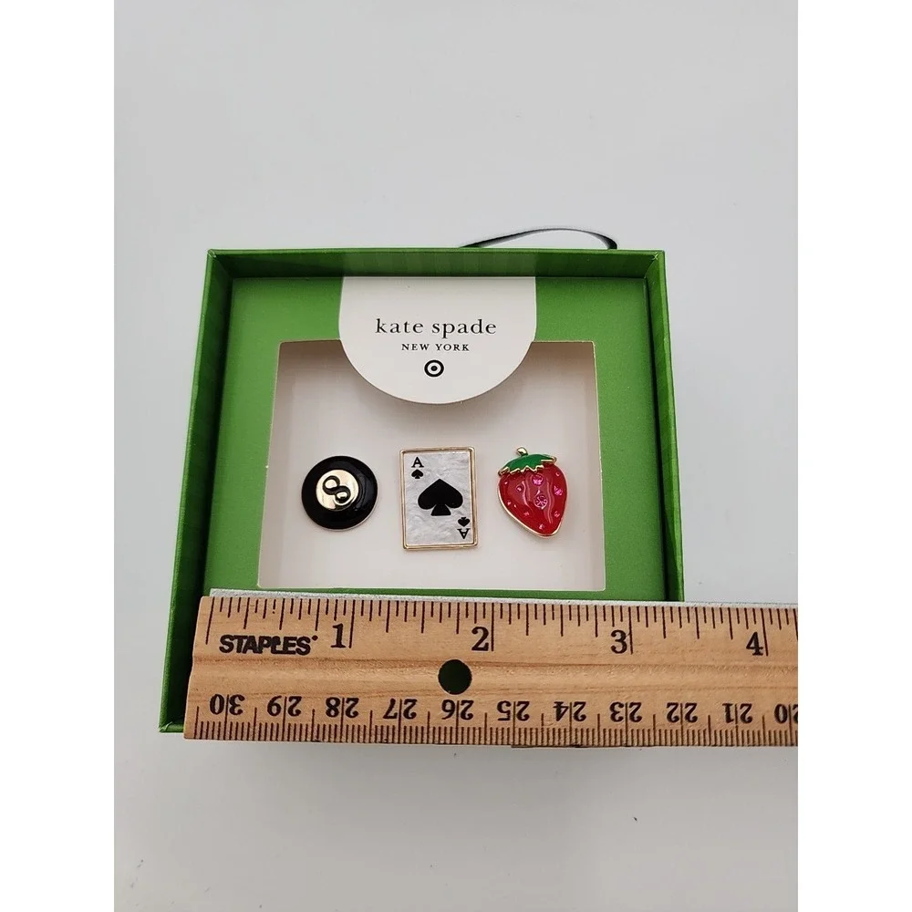 NWT Kate Spade x Target Eight Ball Spade Strawberry Boxed Brooch‎ Lapel Pin Set